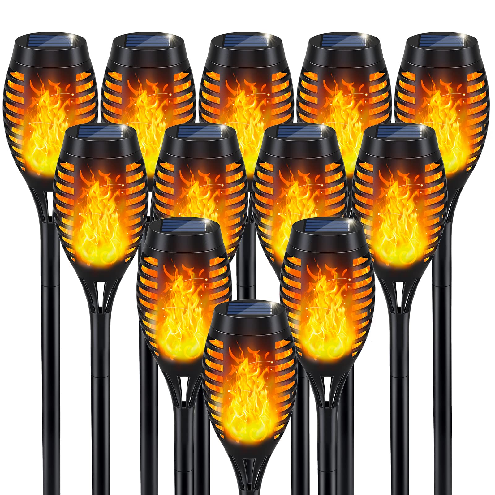 IkeeRuic Solar Lights Outdoor, Solar Torch Light with Flickering Flame for Halloween Decor, Solar Garden Lights, Waterproof Outdoor Lighting, Flame Torches for Outside Patio Pathway Yard Decorations